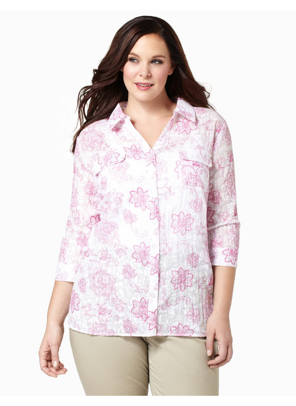 Catherines Womens Plus Size/Dynamo Sheer Stencil Blouse - Size 2X