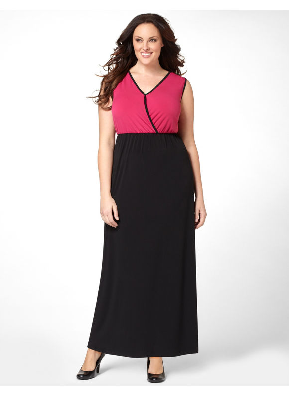 Catherines Women's Plus Size/Petunia Colorblock Maxi Dress