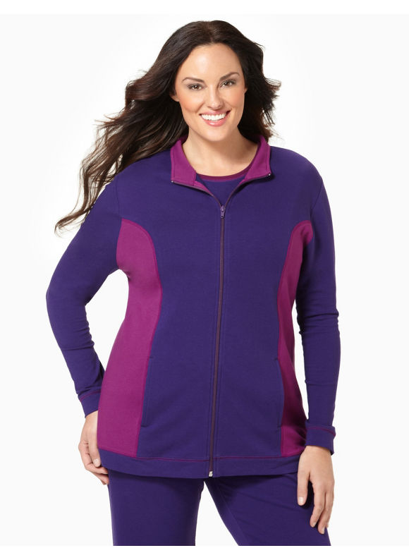 Catherines Womens Plus Size/Purple Colorblock Active Jacket - Size 2X