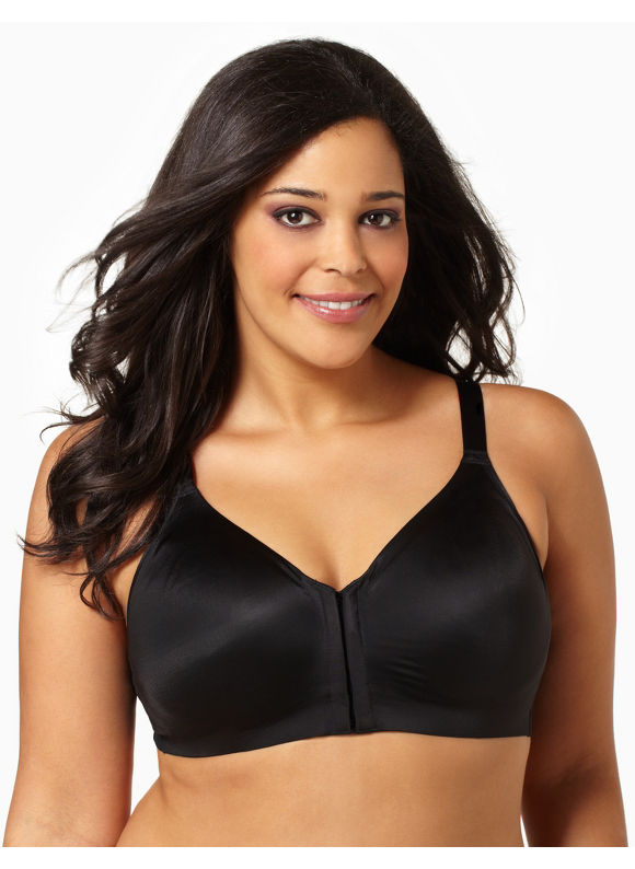 Catherines Womens Plus Size/Black Serenada Front-Close Back-Smoother