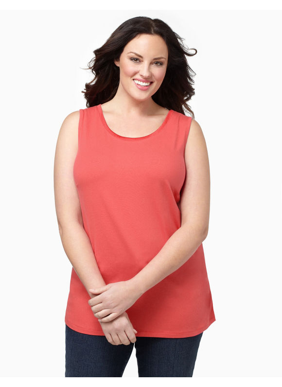 Catherines Womens Plus Size/Dusty Coral Suprema Satin Trim Tank -