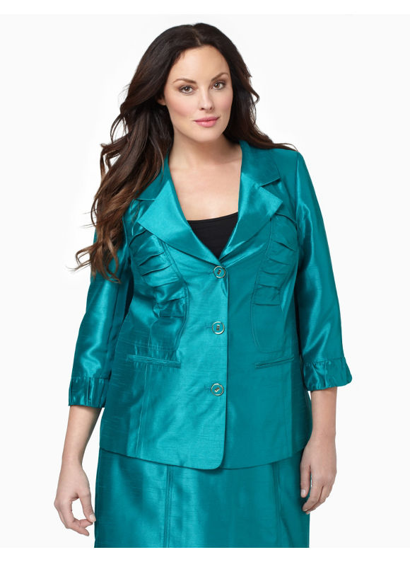 Catherines Womens Plus Size/Fanfare Silky Ruched Jacket - Size 3X
