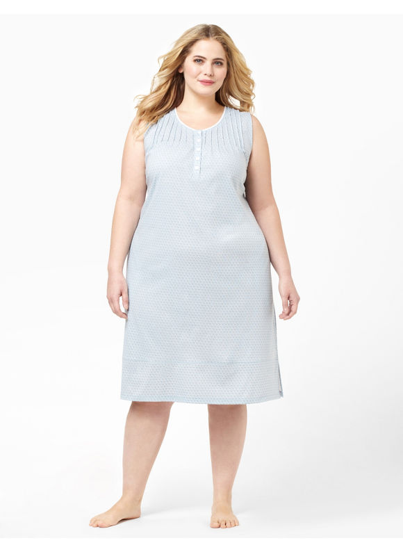 Catherines Womens Plus Size/Dusty Blue Pindot Gown - Size 2X