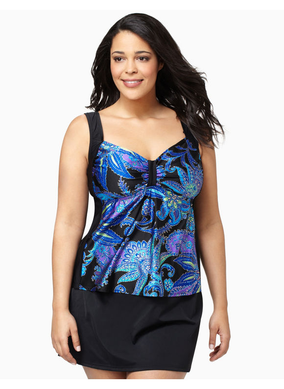 Catherines Womens Plus Size/Black Samba Swim Tank - Size 22W