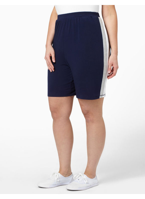 Pasazz.net Favorite - Catherines Plus Size Tri-Tone Short - Women's Size 0X, Mariner Navy -