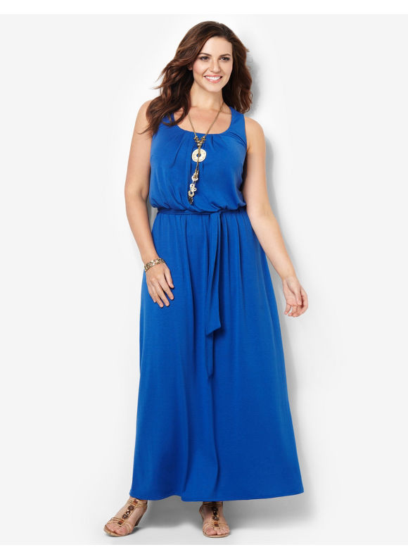 Plus Size Fit & Flatter Maxi Dress Women's Size 1X,0X, Galaxy Blue