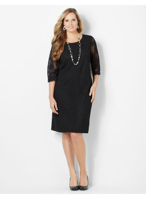 Plus Size Lace Decor Dress Women's Size 3X, Black
