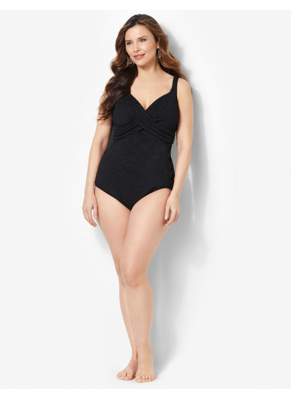 black crossover swimsuit
