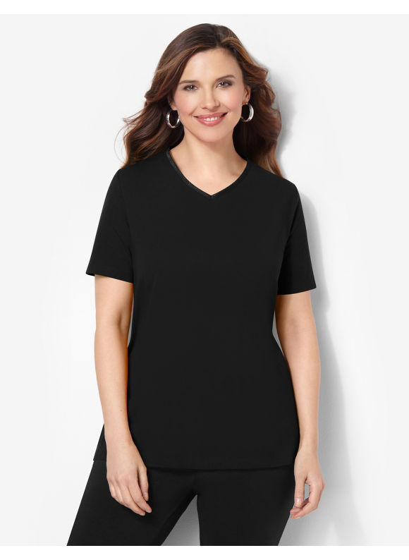 Catherines Plus Size Suprema Satin Trim V-neck â Womenâs Size 2x, Black | Odoo