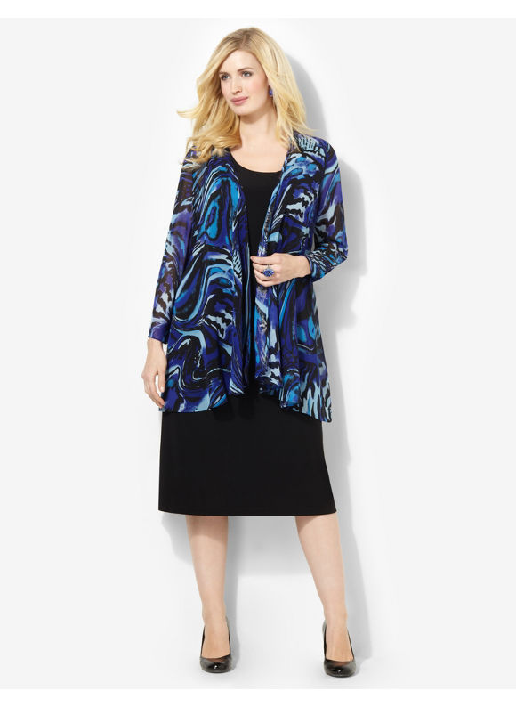 Plus Size Paintswirl Jacket Dress Catherines Women's Size 0X, Princess ...