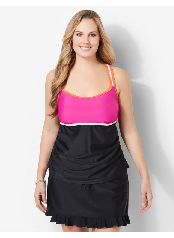 Catherines Plus Size Colorblock Swim Tank – Women’s Size 18w, Party