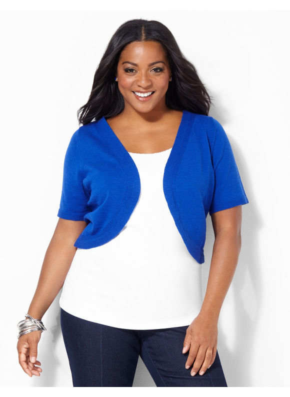 Catherines Plus Size Safe Harbor Shrug Women’s Size 3x, Blue