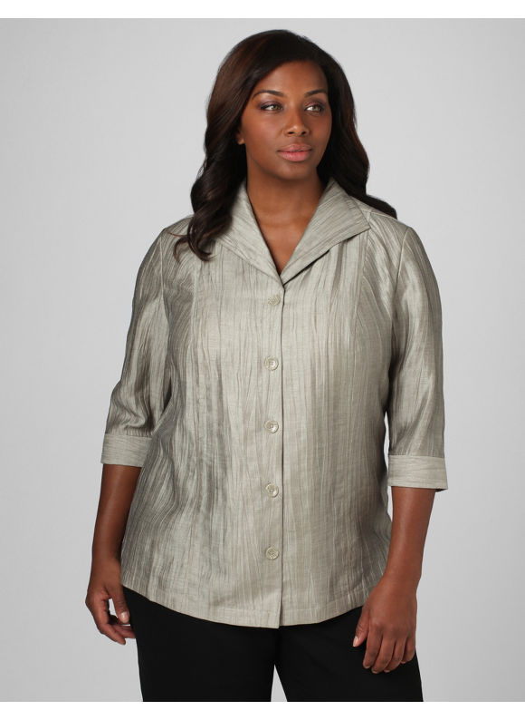 Metallic Gold Shine On Shirt-Jacket - Size 2X
