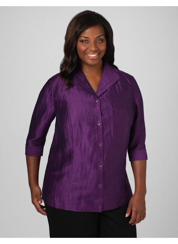 Imperial Purple Shine On Shirt-Jacket - Size 0X