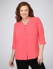 Grommet Trim Blouse