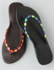 Beaded Wedge Sandals