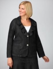 Ruffle Collar Denim Jacket