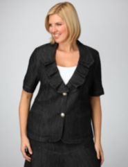Ruffled Short Sleeve Denim Jacket