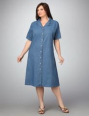 Button Front Denim Dress