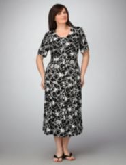 Contrast Print Challis Dress