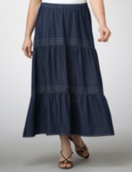 Tiered Denim Skirt