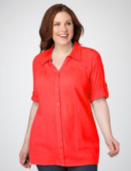 Gauze Button-Front Tunic