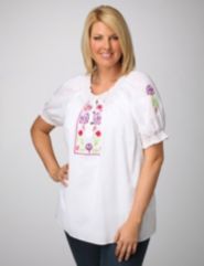 Embroidered Peasant Top