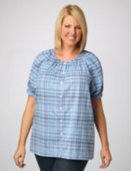 Plaid Peasant Top