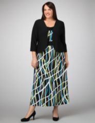 Drape Neck Print Dress and Shrug by Russell Kemp