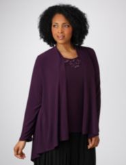 Draping Cardigan & Jeweled Tank  Set
