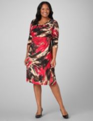 Abstract Cowlneck Knit Dress