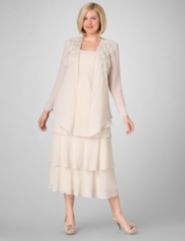 Tiered Beaded Jacket Dress by Catherines