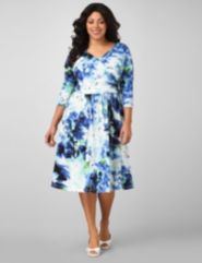 Blue Garden Watercolor Dress