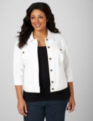 Denim 3/4-Sleeve Jacket by CATHERINES