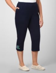 Pansies Embroidered Capri by Catherines