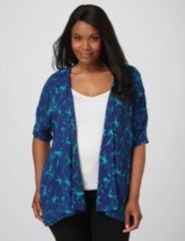 Bold Blues Tie-Dye Jacket by Catherines