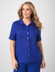 Button-Front Linen Shirt
