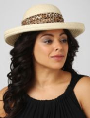 Leopard Scarf Straw Hat