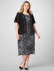 Dotted Georgette Jacket Dress by Catherines