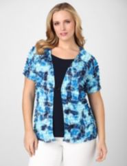 Coral Blues Eyelash Top by CATHERINES