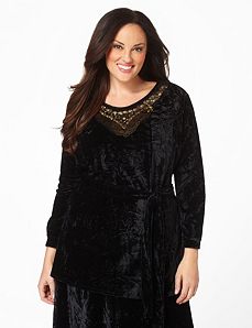 Belted Velvet Top