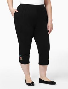 Embroidered Tropics Capri