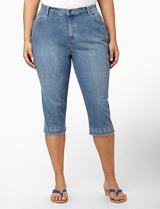 Floral Embroidery Capri