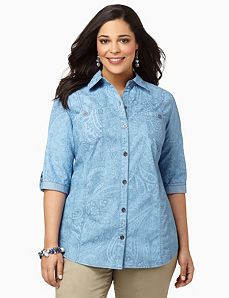 Denim Paisley Buttonfront