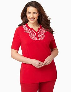 Embroidered Paisley Tee