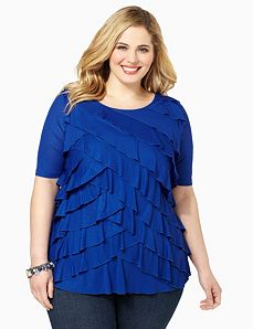 Ruffle Tier Mesh Top