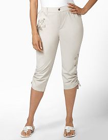 Vine Embroidery Capri