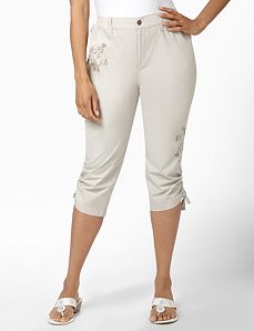 Vine Embroidery Capri