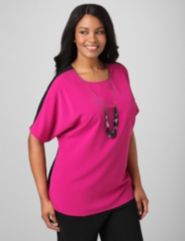 Colorblock Top & Necklace by Catherines