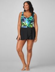 Watercolor Wrap-Front Swimdress